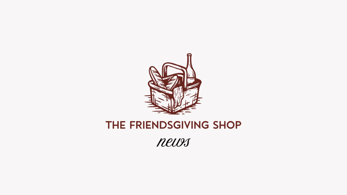 The Friendsgiving Shop News in text and a picnic basket.