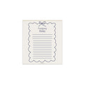 A single sheet of kraft paper shipping notes with a navy blue scalloped border, vertical lines, and the words 'Frenchgiving Notes' printed on it, shown against a plain white background.