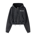 Vintage Wash Cropped Hoodie Front with text in white Late Nights And Leftovers with a white Heart next to the text.