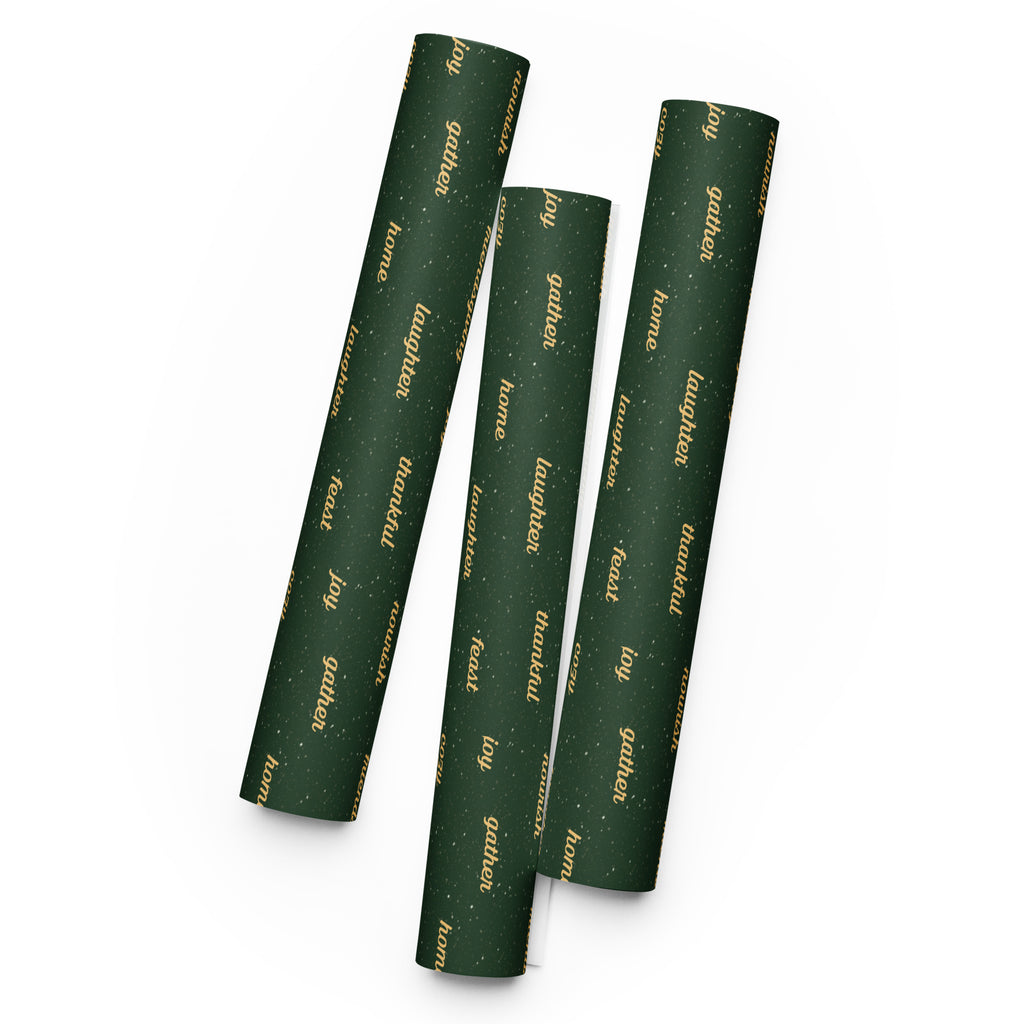Three cylindrical sheets of wrapping paper with colorful designs on a white background