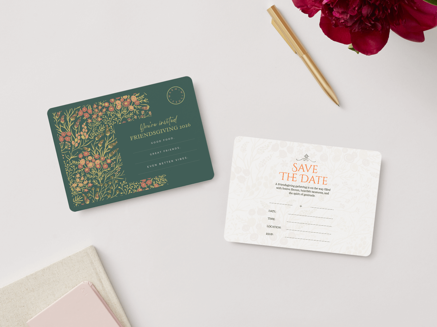 Forest Green Friendsgiving Invitation / Save The Date