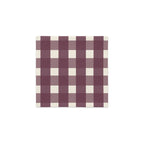 A square checkered coaster with a gingham pattern in dark plum purple and cream, shown on a solid white background.