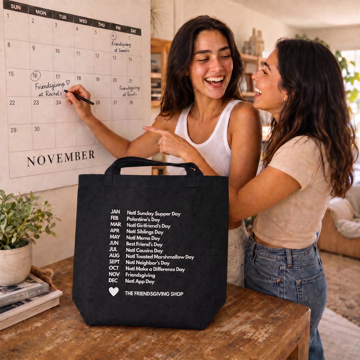 Friendsgiving Save The Date Eco Tote Bag - Black