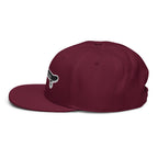 Maroon cap with a logo on the front on a white background