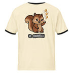 Beige t-shirt with a cartoon squirrel and 'GO Squirrels!' text on a white background