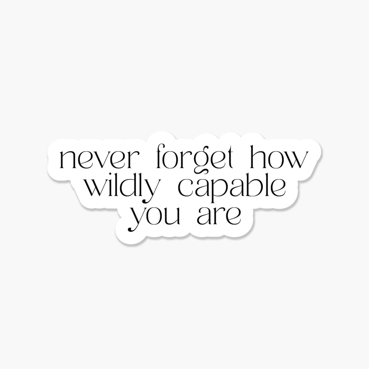 Never Forget How Wildly Capable You Are Text on a white background