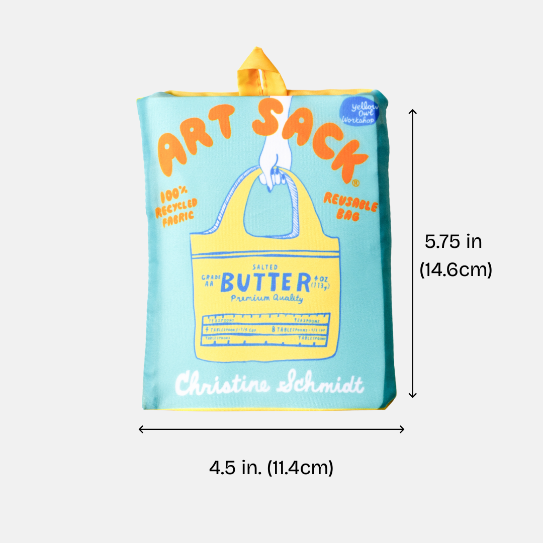 Art Sack reusable bag with dimensions labeled on a white background