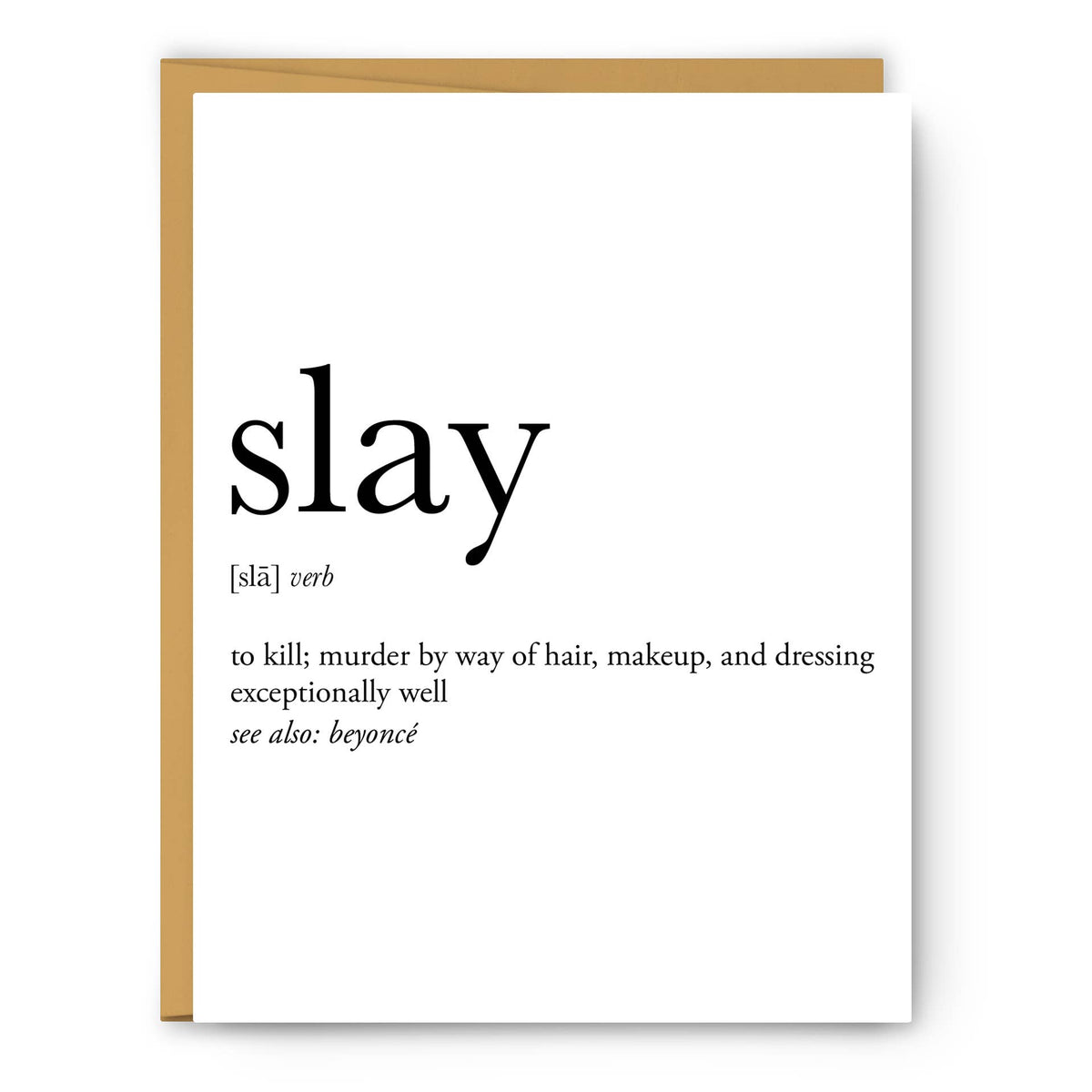 Poster with the word 'slay' and its definition on a white background