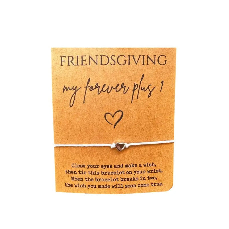 Friendsgiving card with a heart design on a white background