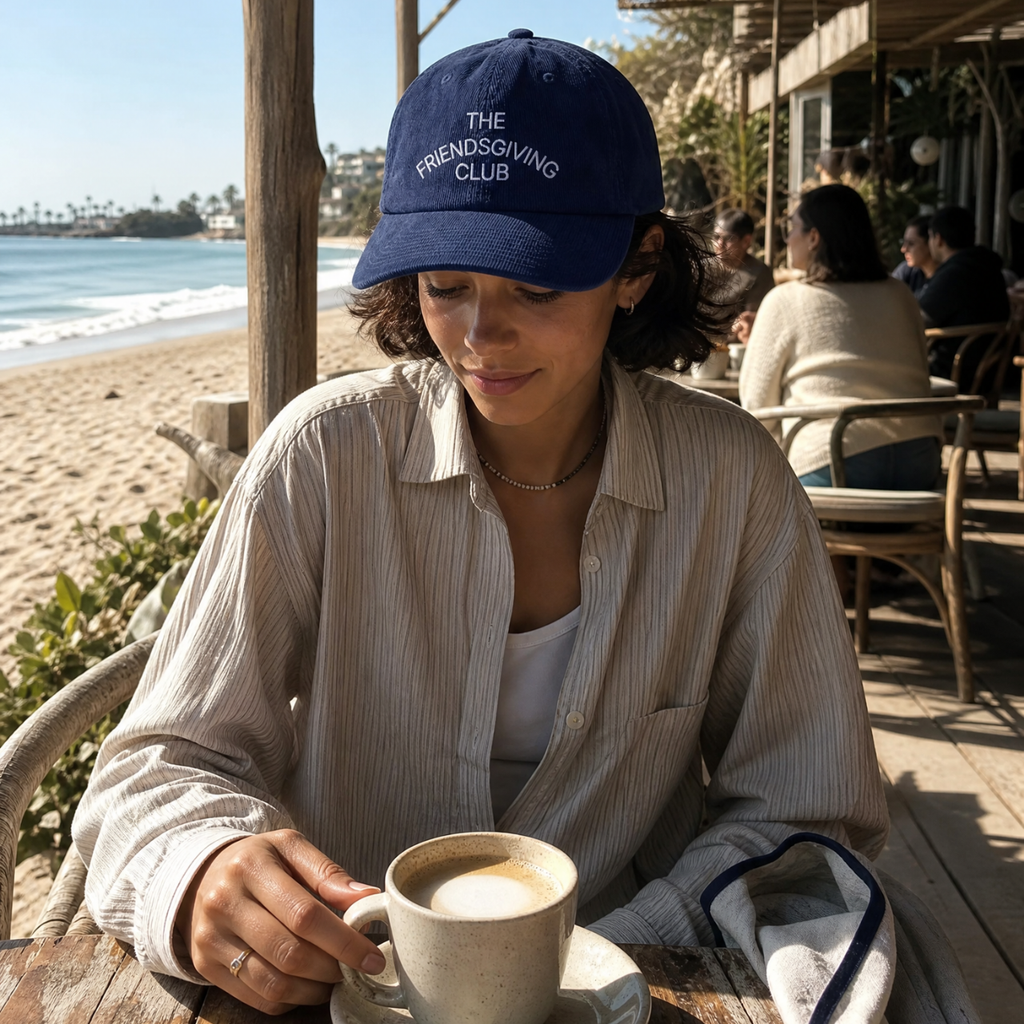 The Friendsgiving Club - Navy Corduroy Embroidered Hat