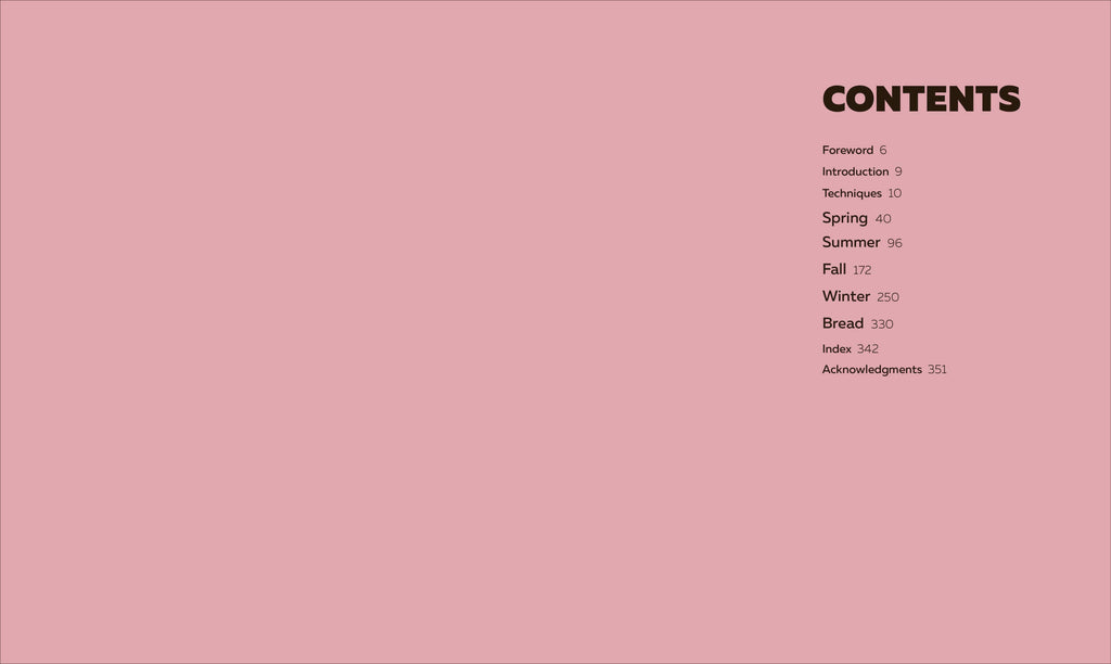 Table of contents for a book on a pink background
