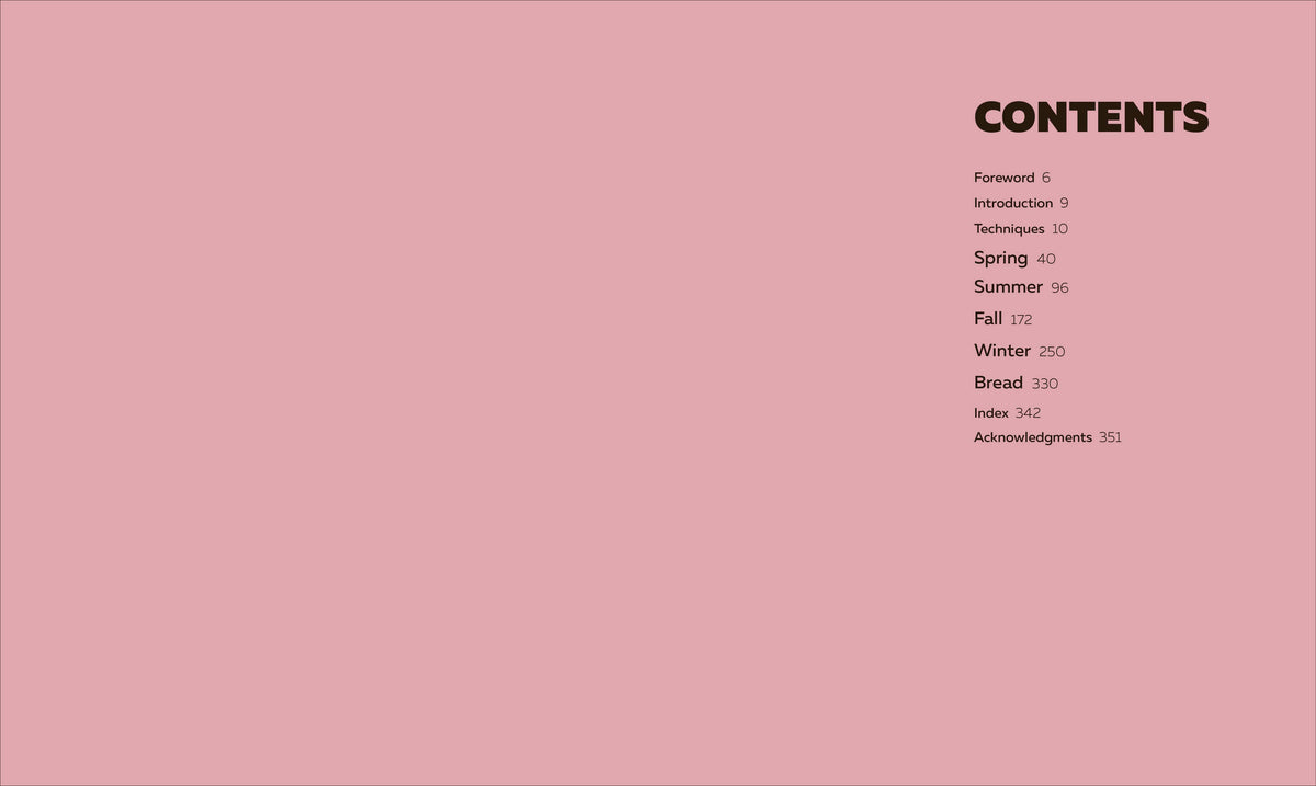 Table of contents for a book on a pink background