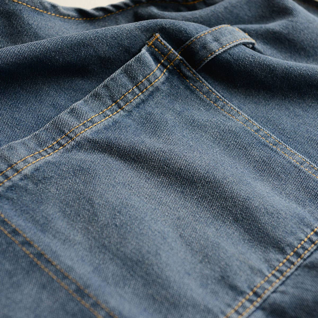 Vintage-Inspired Cotton Canvas Denim Apron With Pockets - Light Blue / (OS)